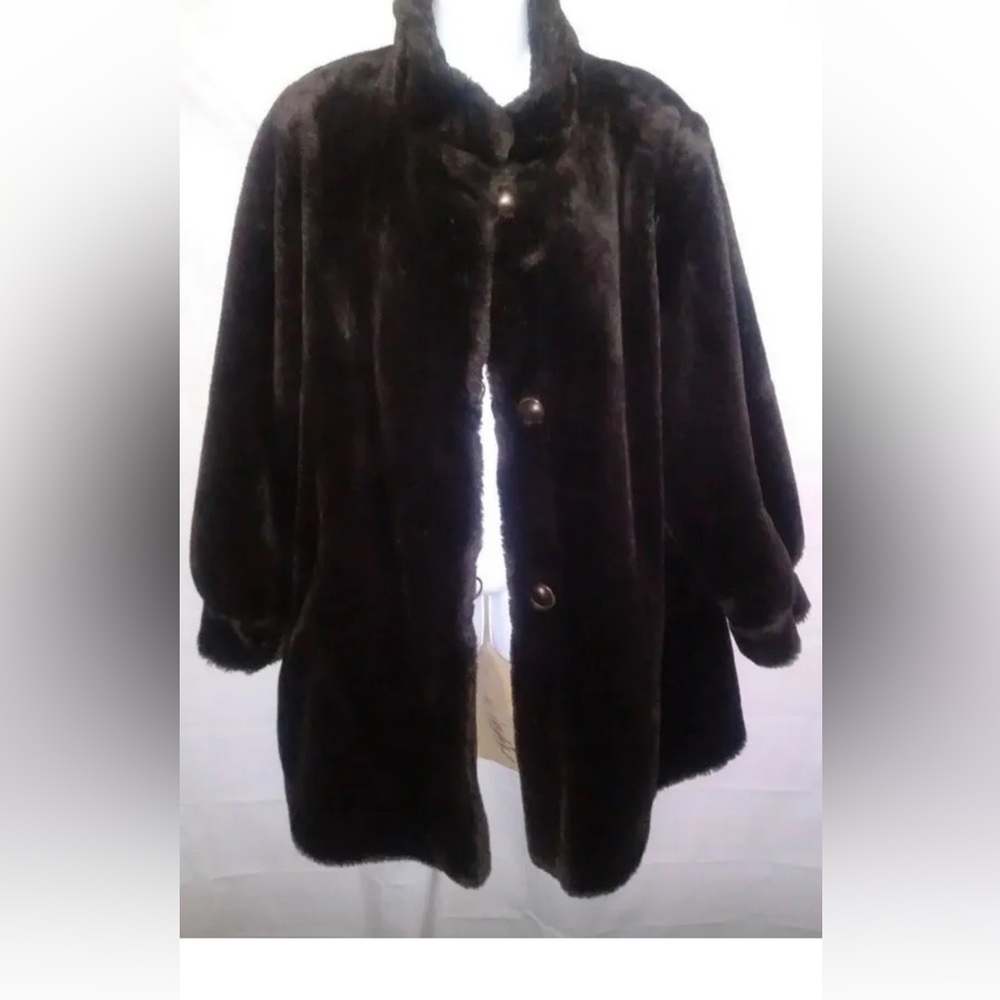 Vintage J PERCY For Marvin Richards Women's Brown Faux Fur Reversible coat XL